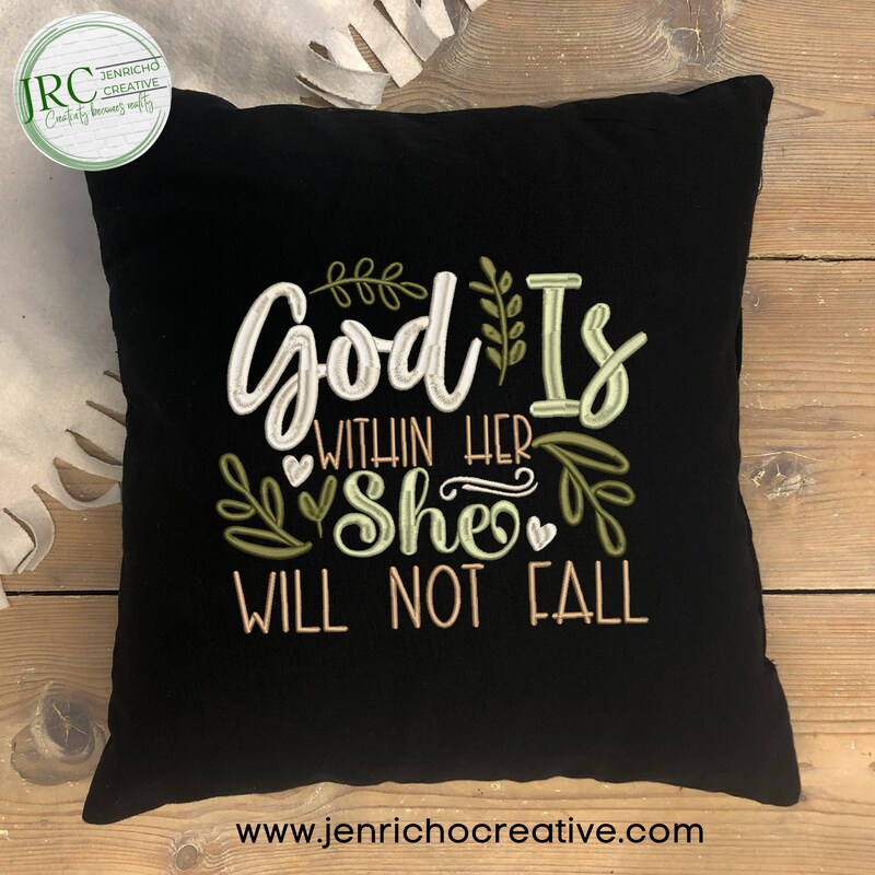 God is With in Her Embroidered Pillow Cover
